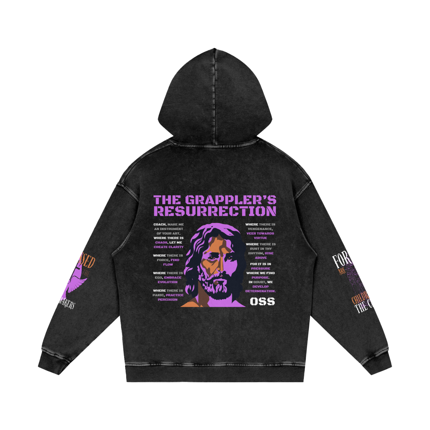 THE GRAPPLER'S RESSURECTION Snow Washed Loose Cotton Hoodie