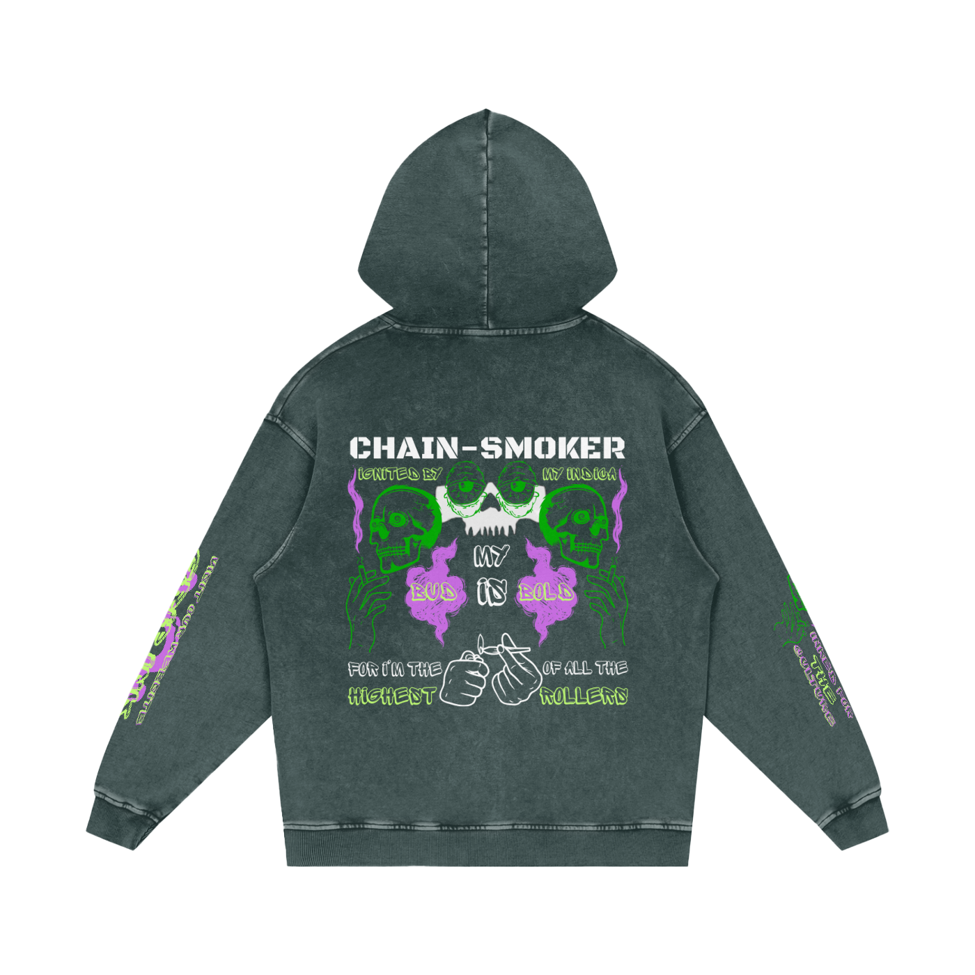 CHAIN-SMOKER Snow Washed Loose Cotton Hoodie