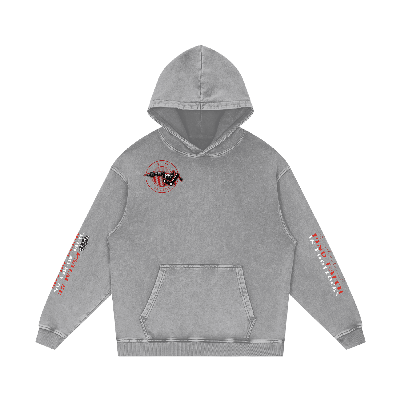 THE GRAPPLER'S CONFESSION Snow Washed Loose Cotton Hoodie