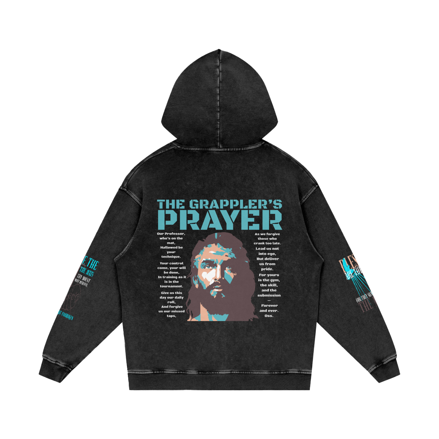 THE GRAPPLER'S PRAYER Snow Washed Loose Cotton Hoodie