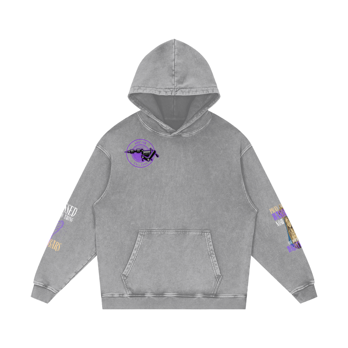 THE GRAPPLER'S HAIL MARY Snow Washed Loose Cotton Hoodie