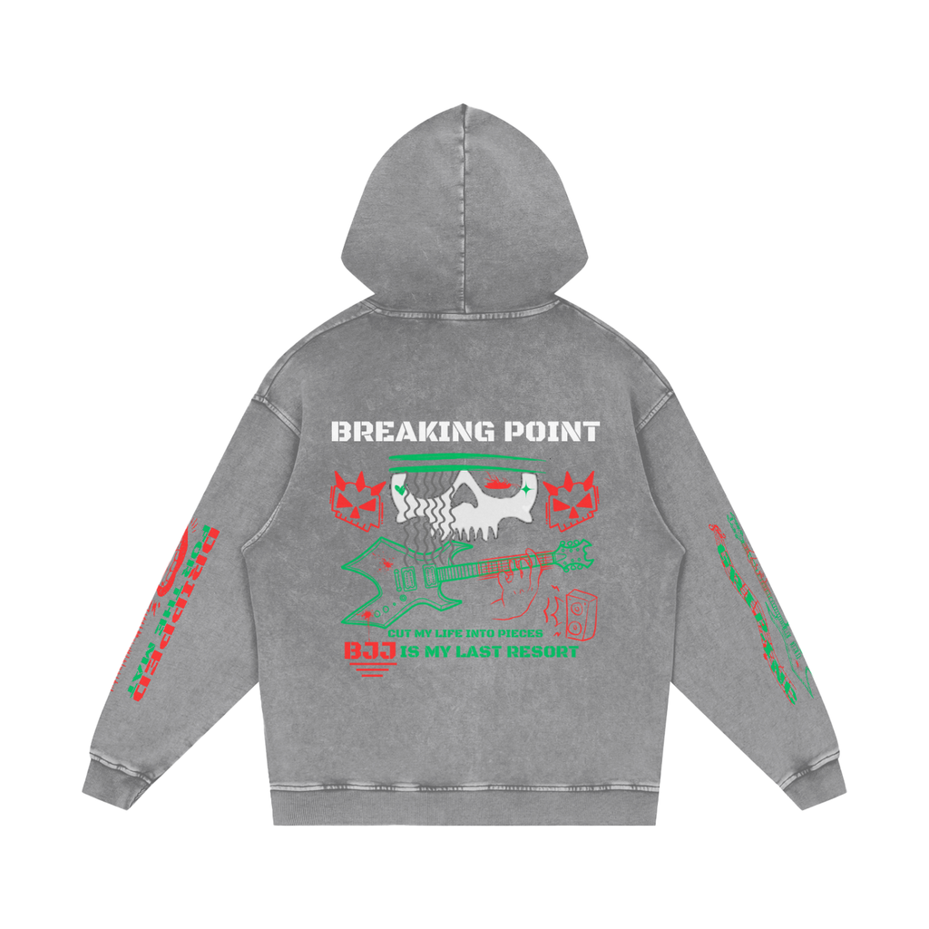 BREAKING POINT Snow Washed Loose Cotton Hoodie