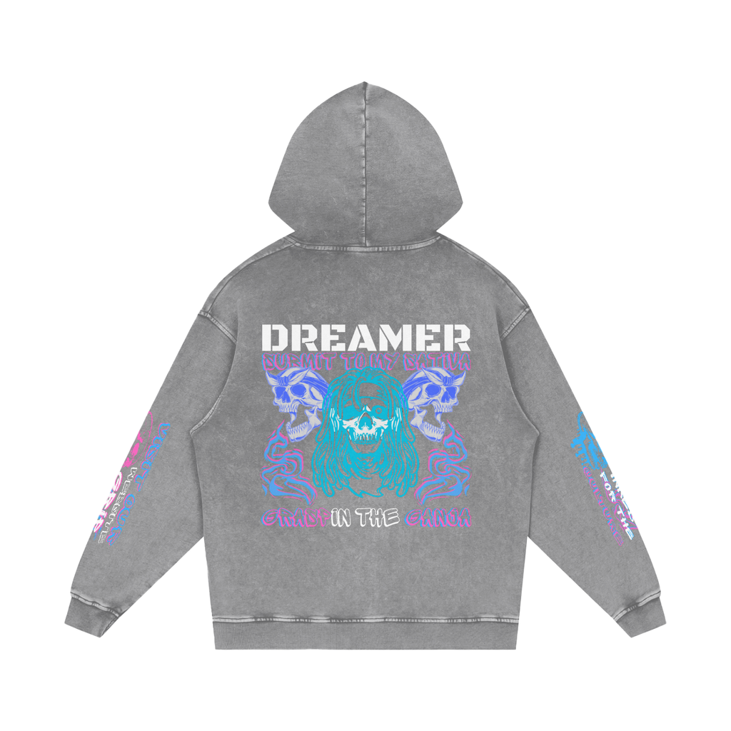 DREAMER Snow Washed Loose Cotton Hoodie