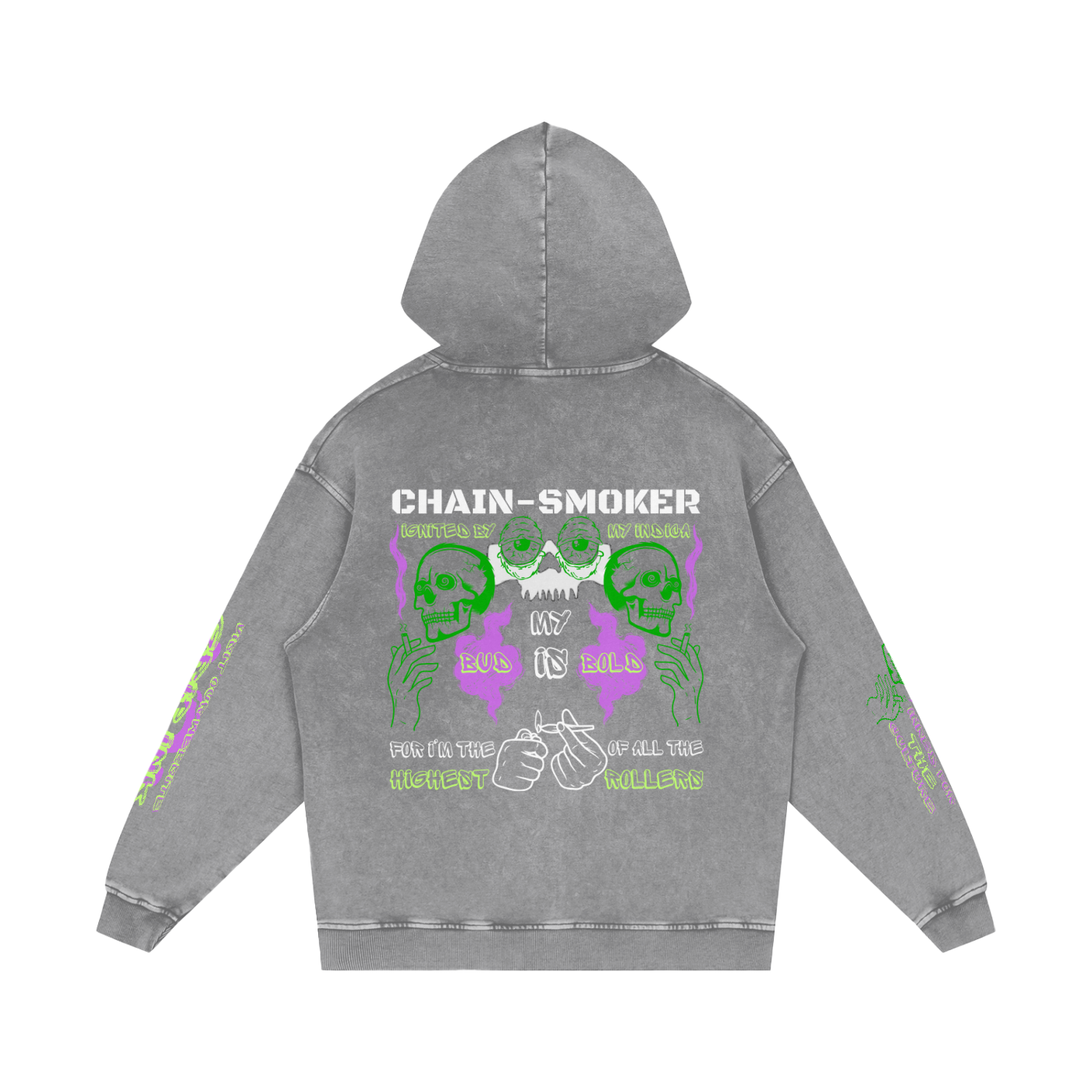 CHAIN-SMOKER Snow Washed Loose Cotton Hoodie