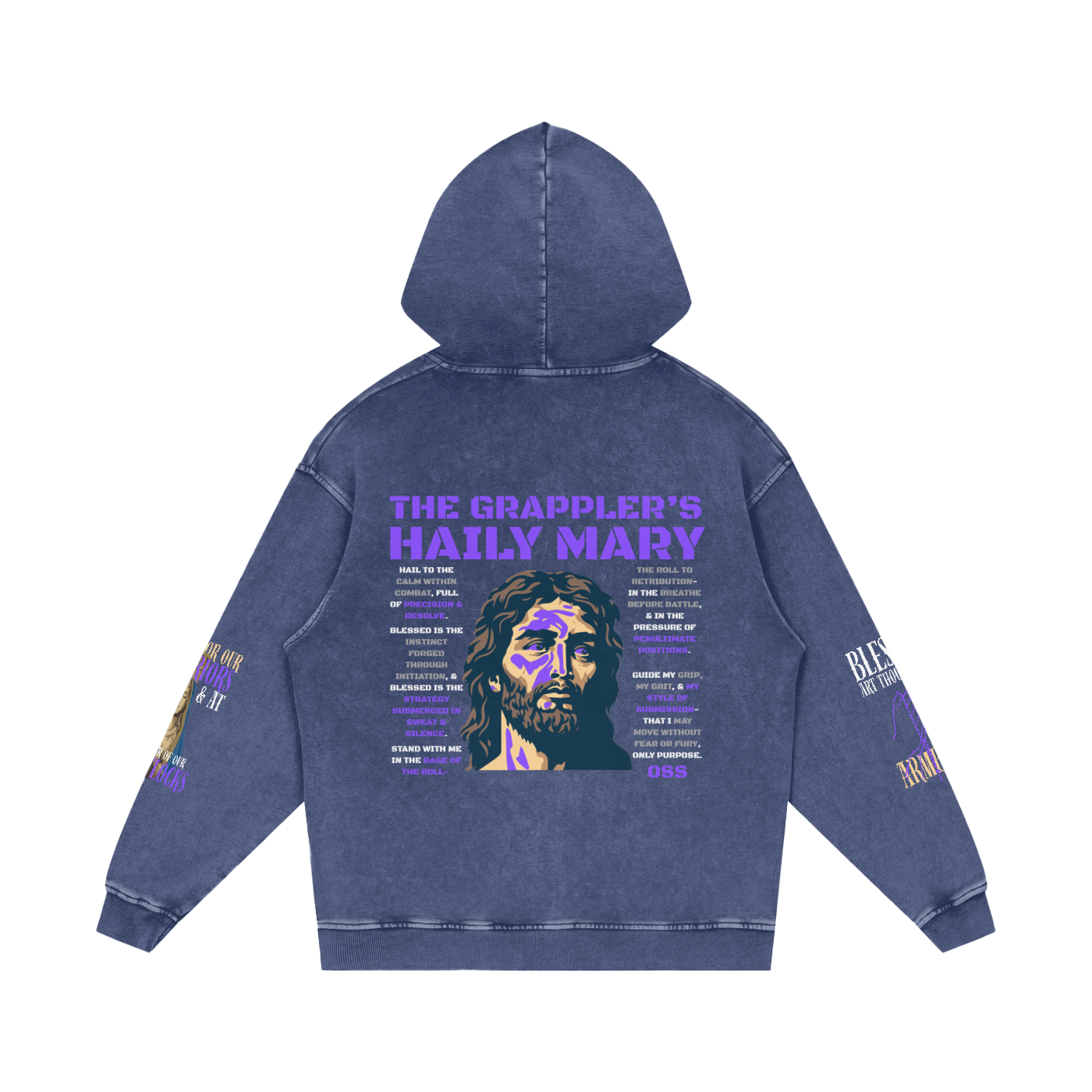 THE GRAPPLER'S HAIL MARY Snow Washed Loose Cotton Hoodie