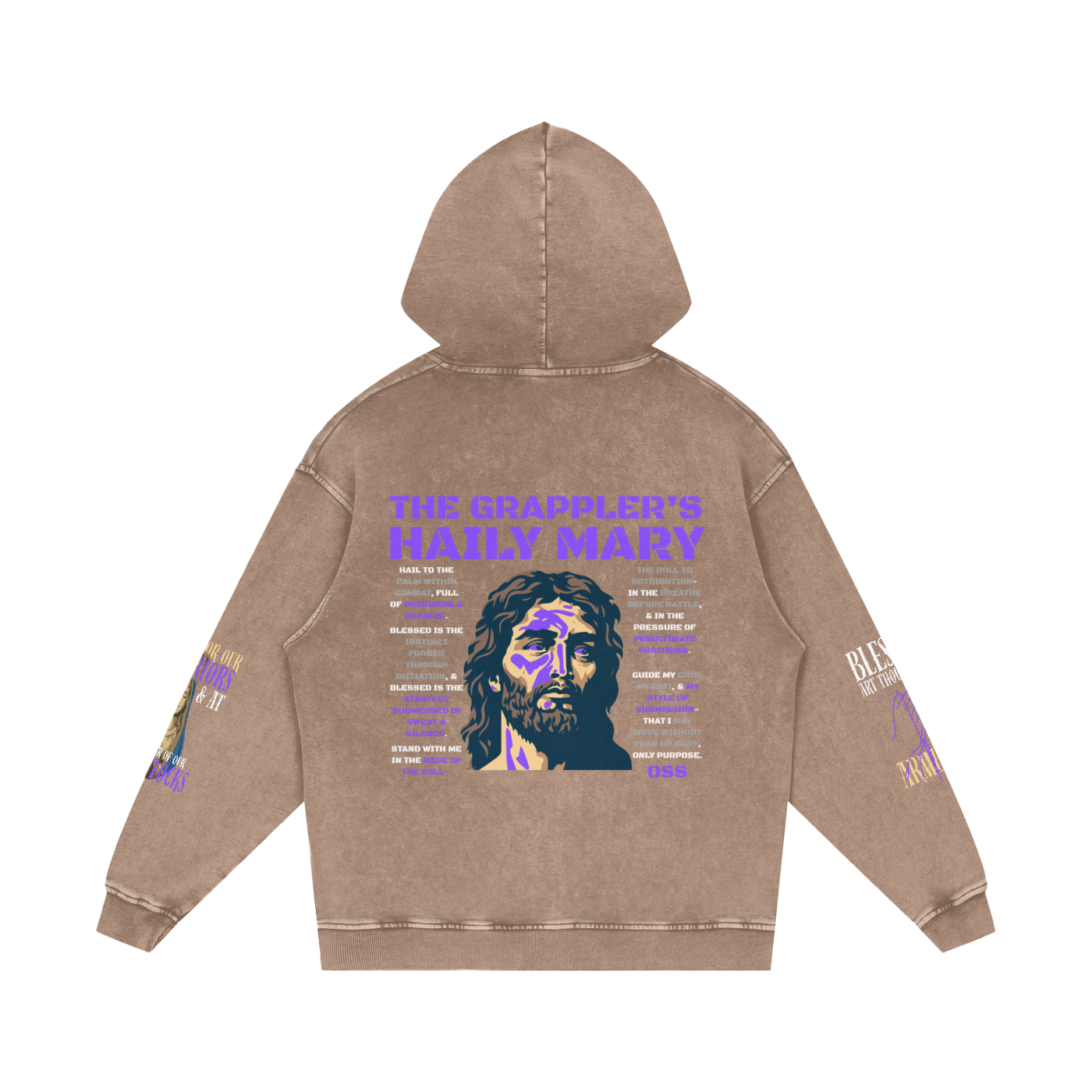 THE GRAPPLER'S HAIL MARY Snow Washed Loose Cotton Hoodie