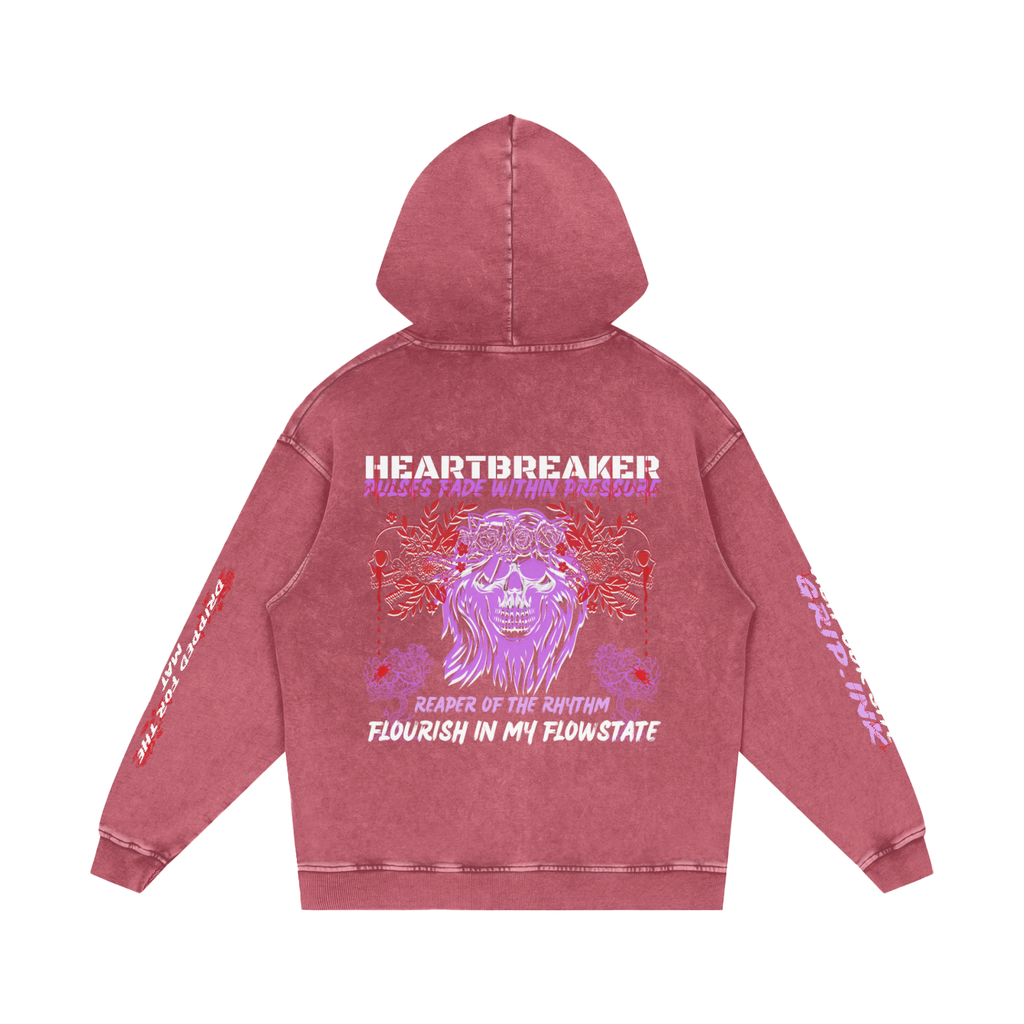 HEARTBREAKER Snow Washed Loose Cotton Hoodie