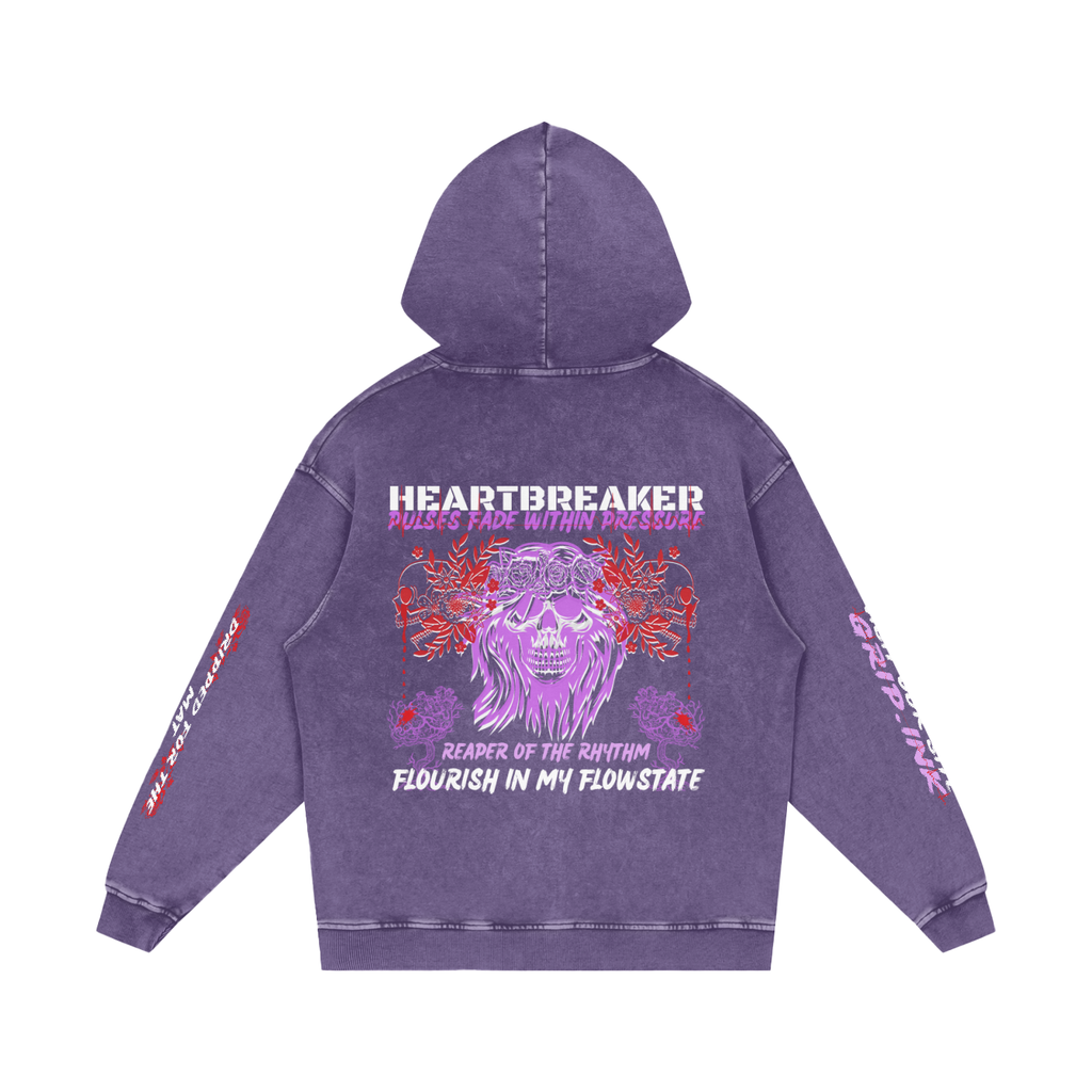 HEARTBREAKER Snow Washed Loose Cotton Hoodie