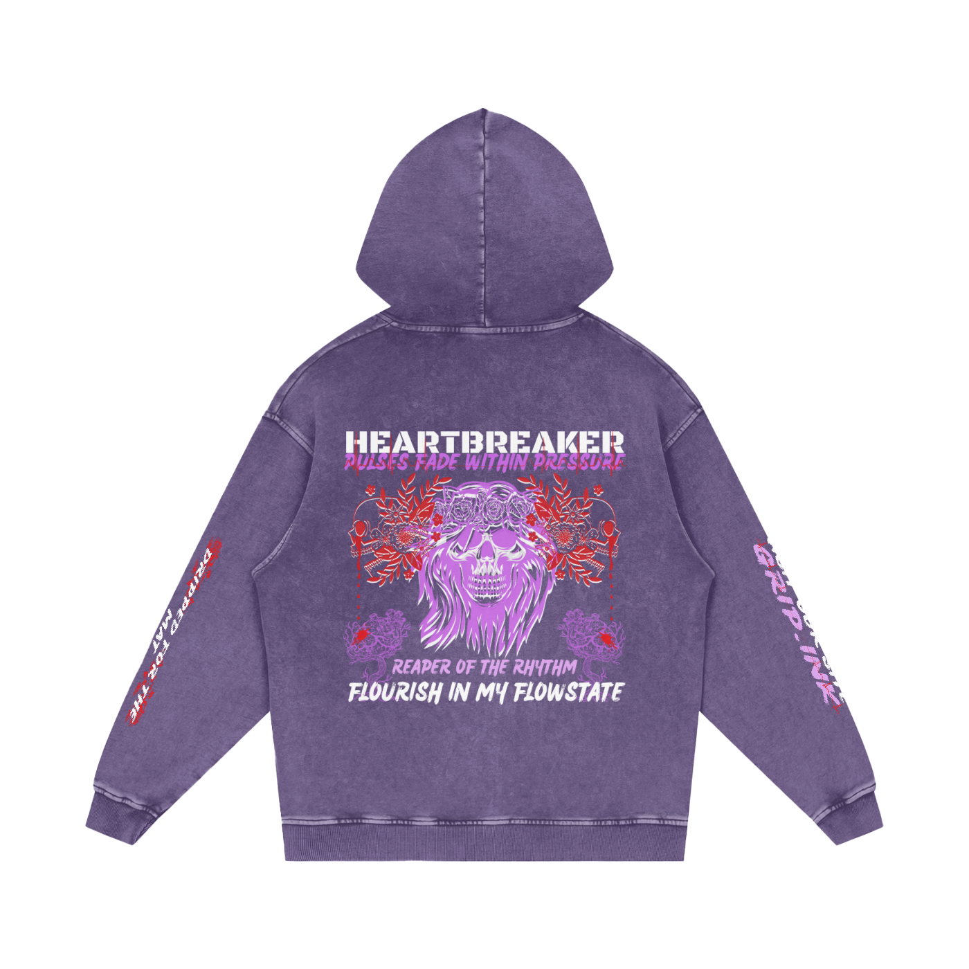 HEARTBREAKER Snow Washed Loose Cotton Hoodie