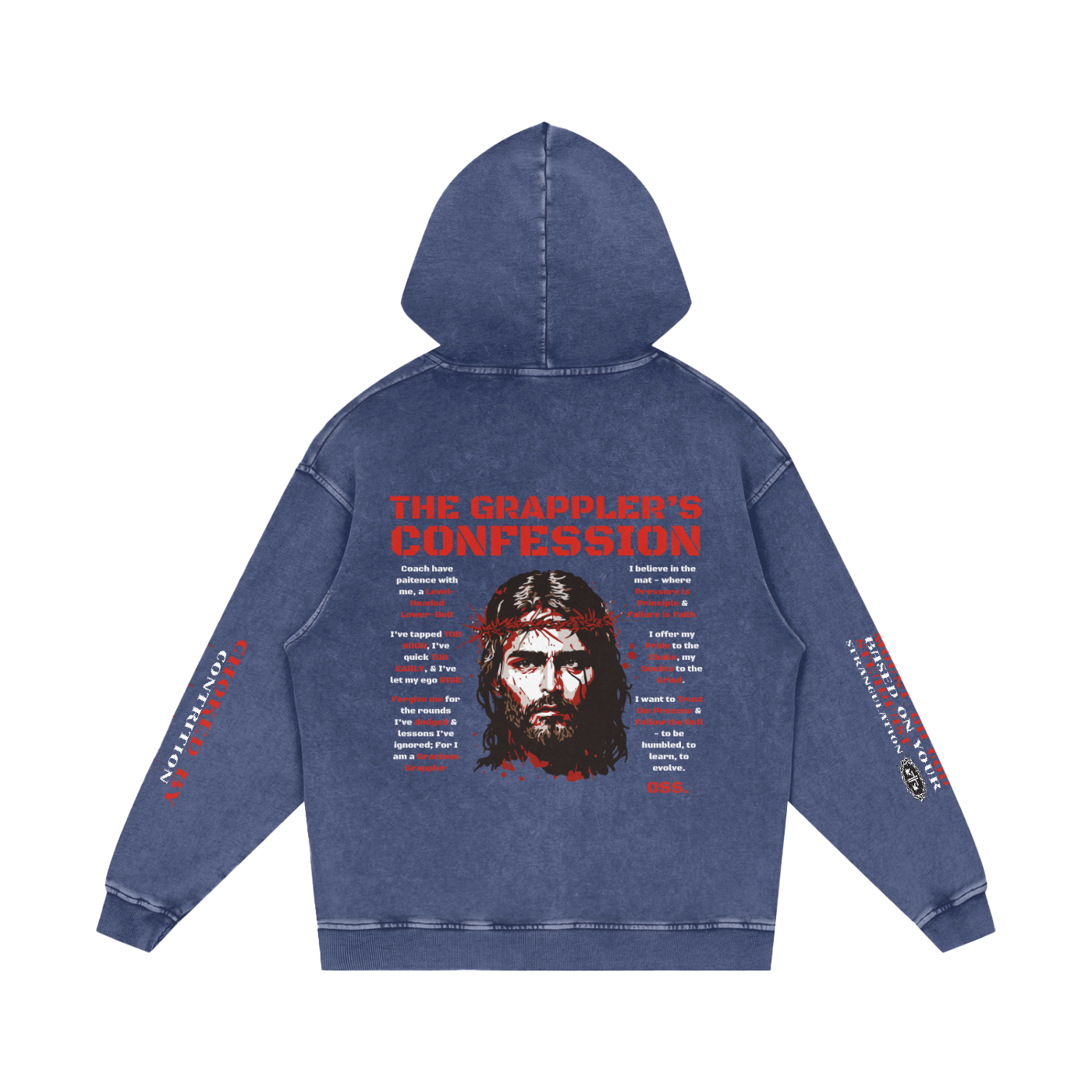 THE GRAPPLER'S CONFESSION Snow Washed Loose Cotton Hoodie