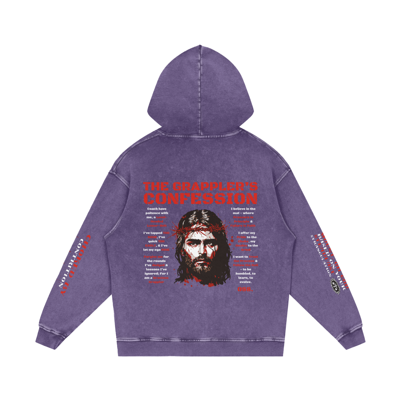 THE GRAPPLER'S CONFESSION Snow Washed Loose Cotton Hoodie
