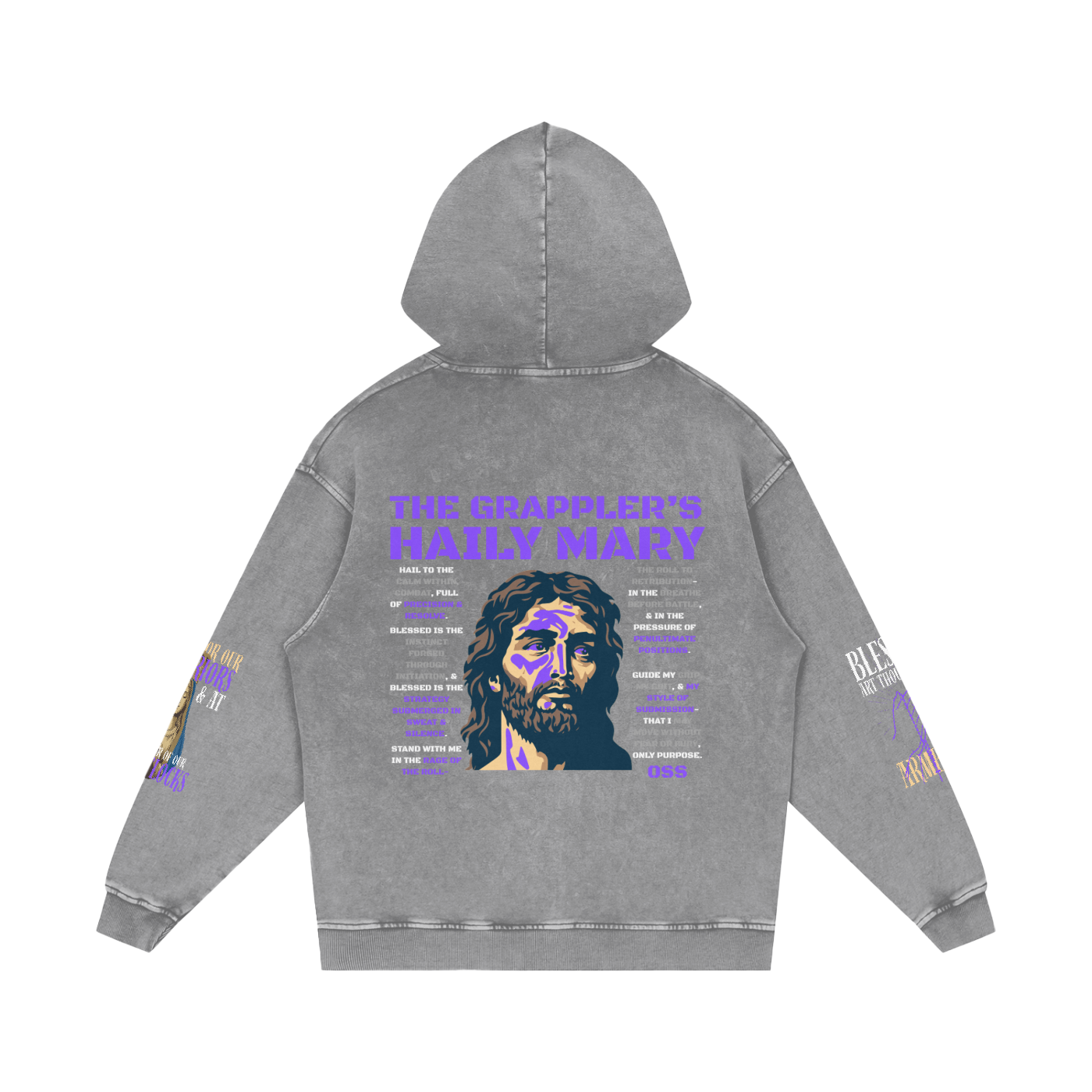 THE GRAPPLER'S HAIL MARY Snow Washed Loose Cotton Hoodie
