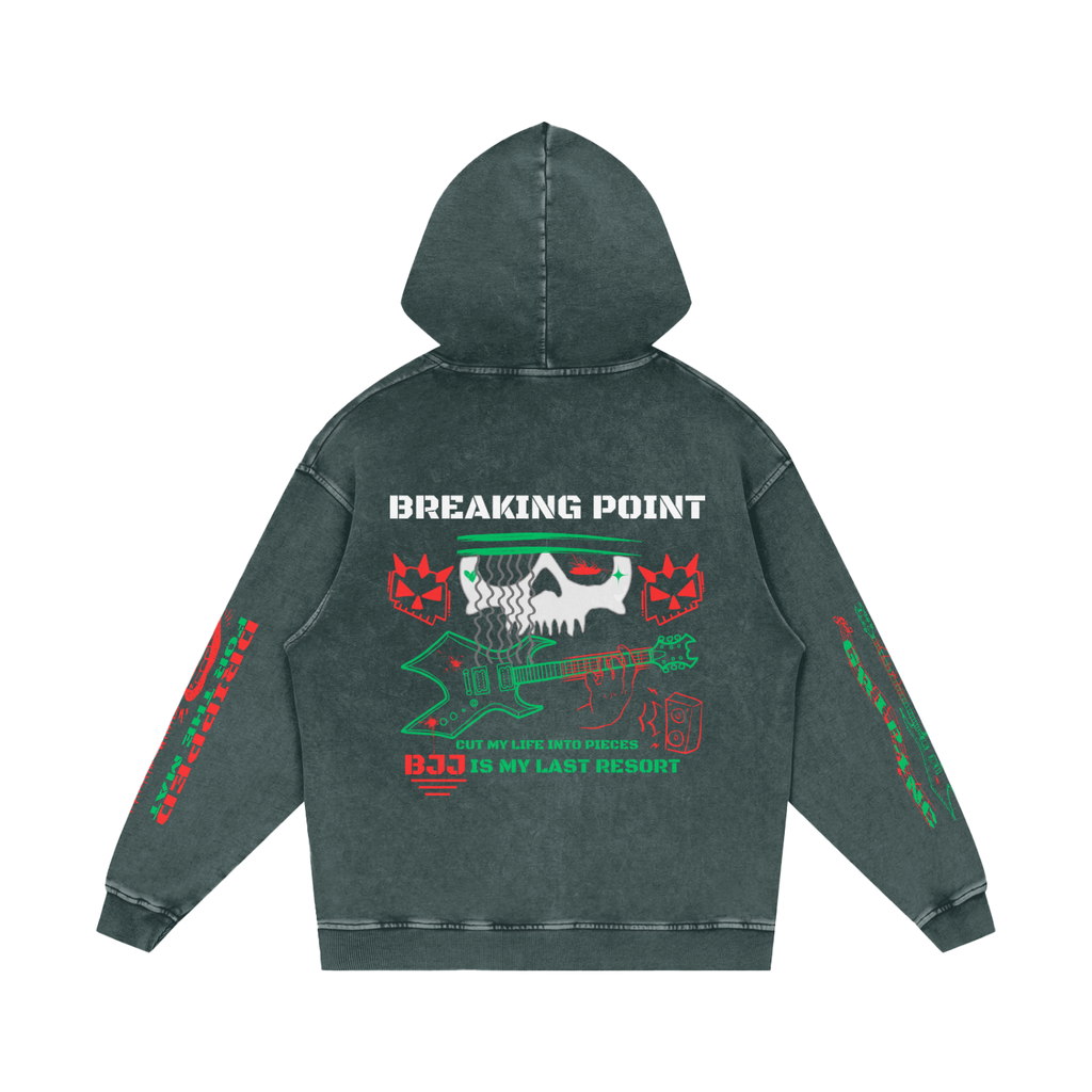 BREAKING POINT Snow Washed Loose Cotton Hoodie