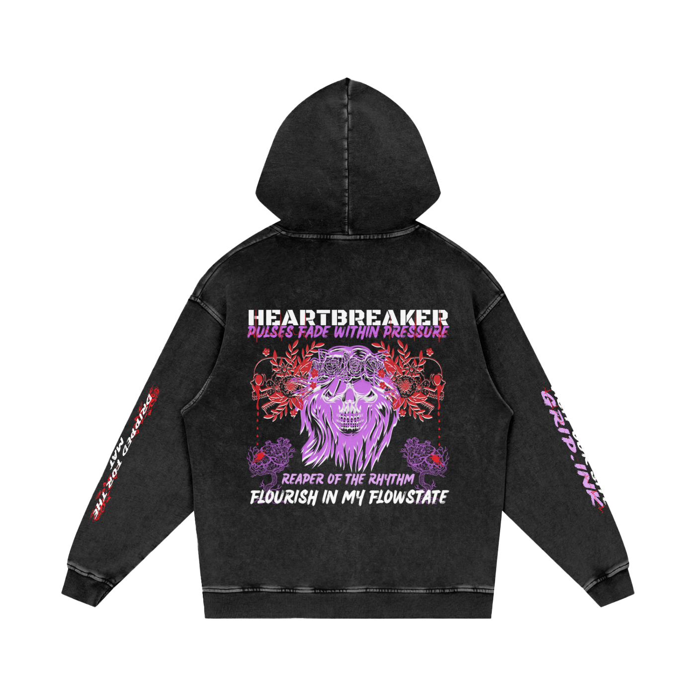 HEARTBREAKER Snow Washed Loose Cotton Hoodie