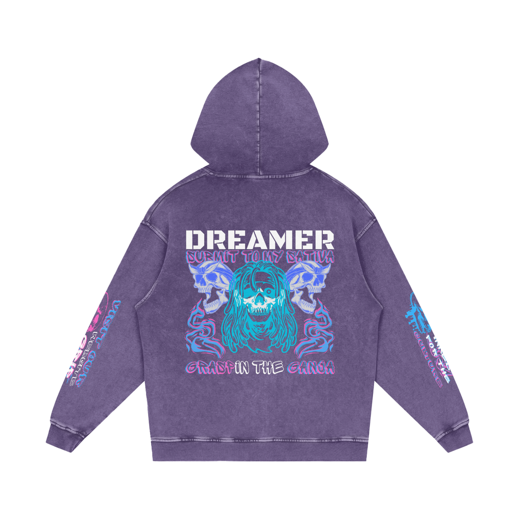 DREAMER Snow Washed Loose Cotton Hoodie