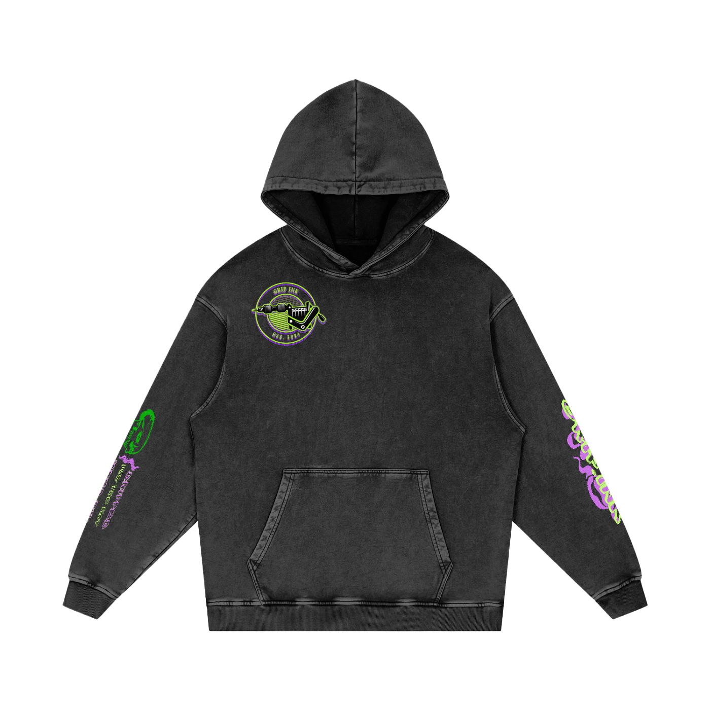 CHAIN-SMOKER Snow Washed Loose Cotton Hoodie