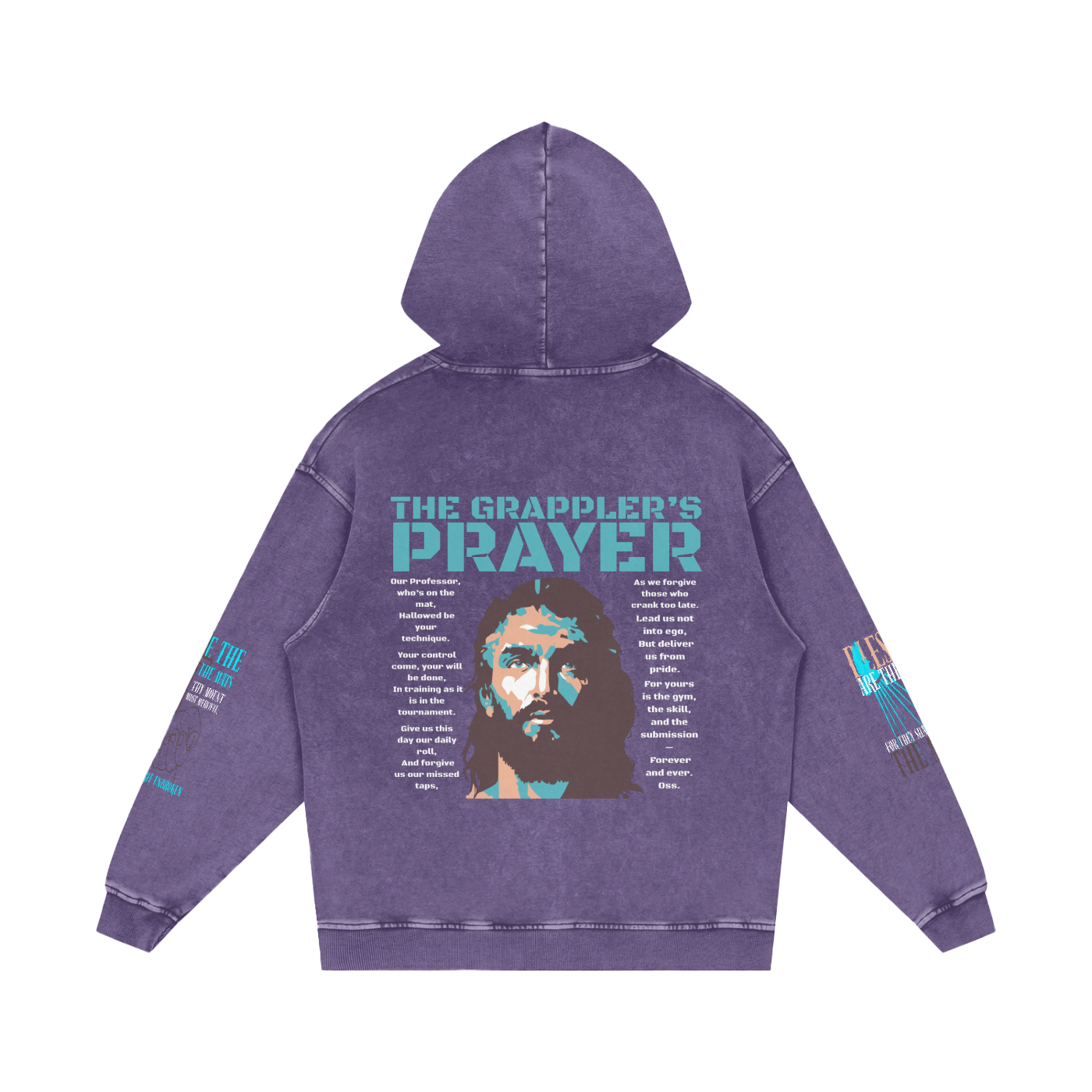 THE GRAPPLER'S PRAYER Snow Washed Loose Cotton Hoodie