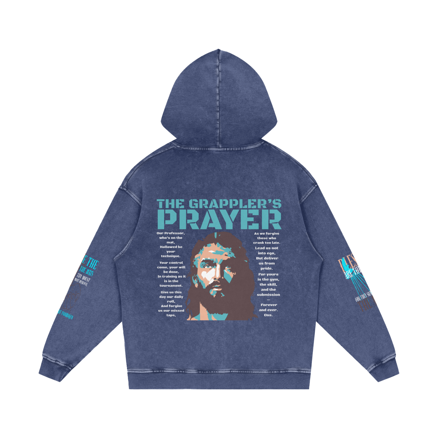 THE GRAPPLER'S PRAYER Snow Washed Loose Cotton Hoodie