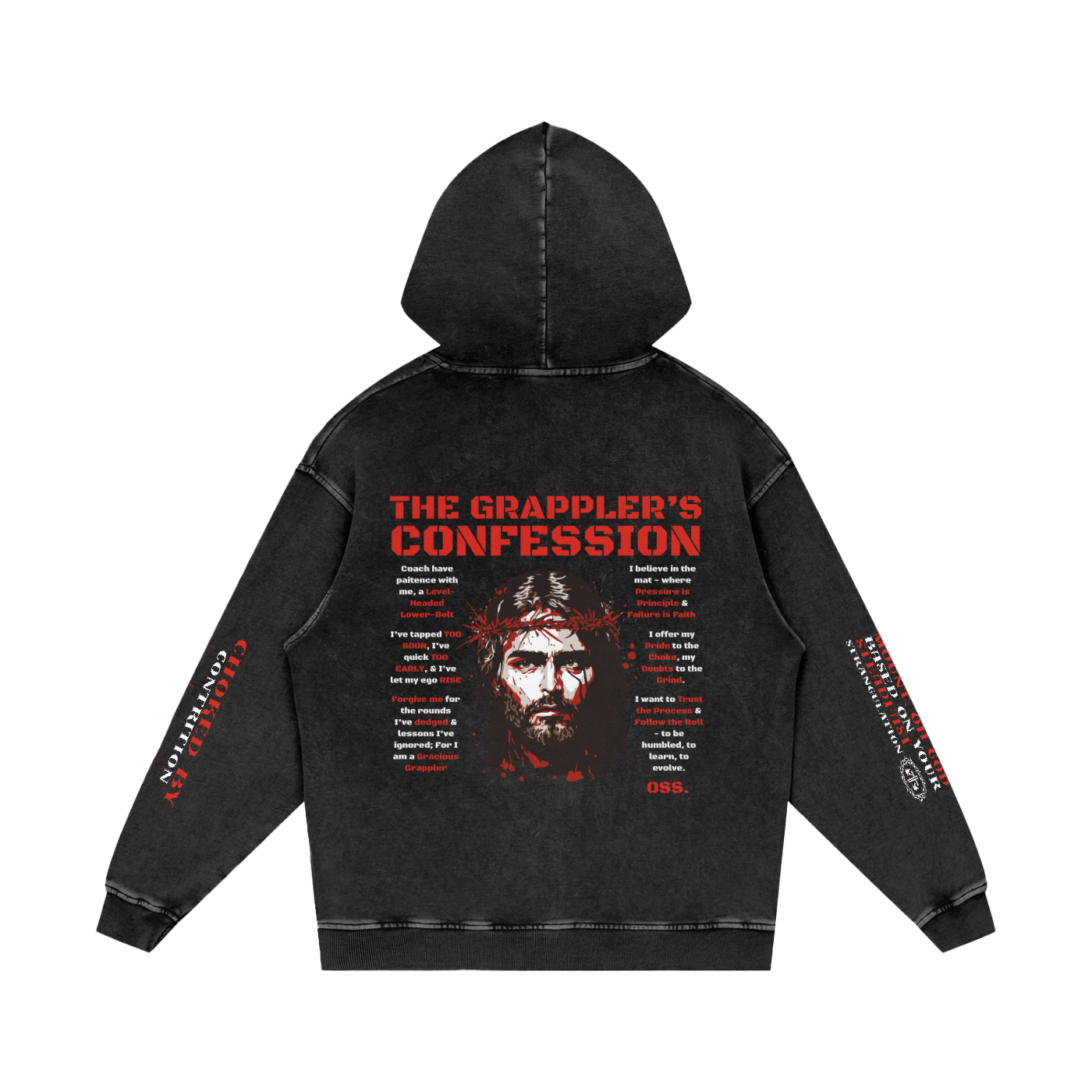 THE GRAPPLER'S CONFESSION Snow Washed Loose Cotton Hoodie