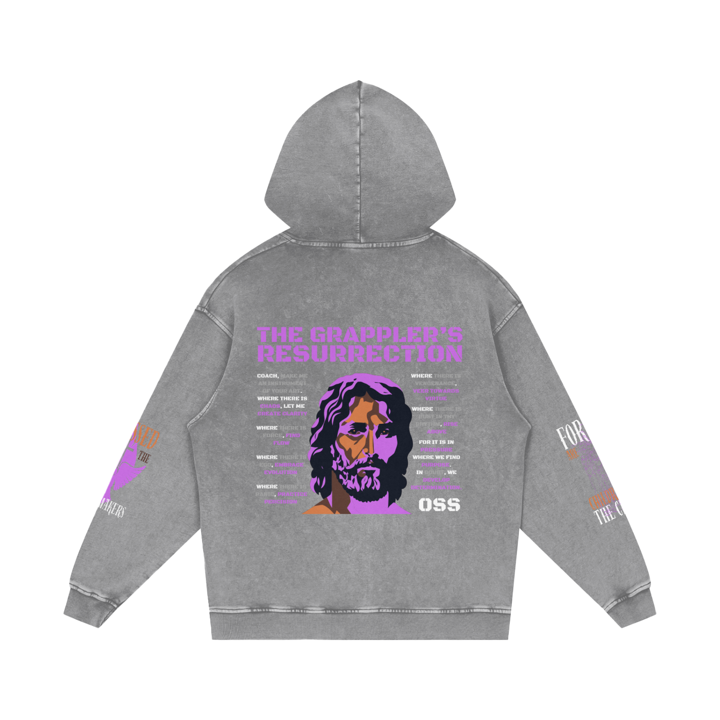 THE GRAPPLER'S RESSURECTION Snow Washed Loose Cotton Hoodie