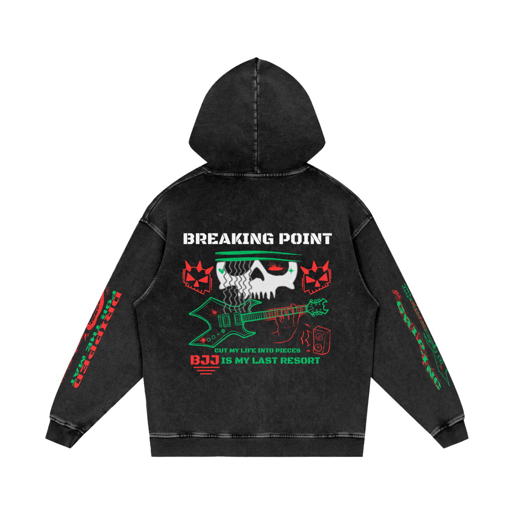 BREAKING POINT Snow Washed Loose Cotton Hoodie
