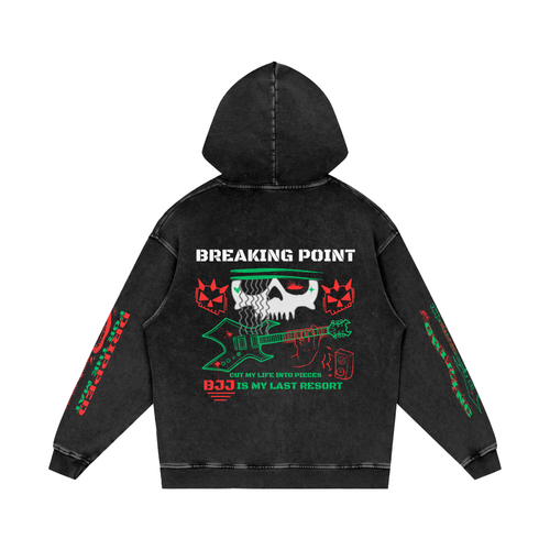 BREAKING POINT Snow Washed Loose Cotton Hoodie