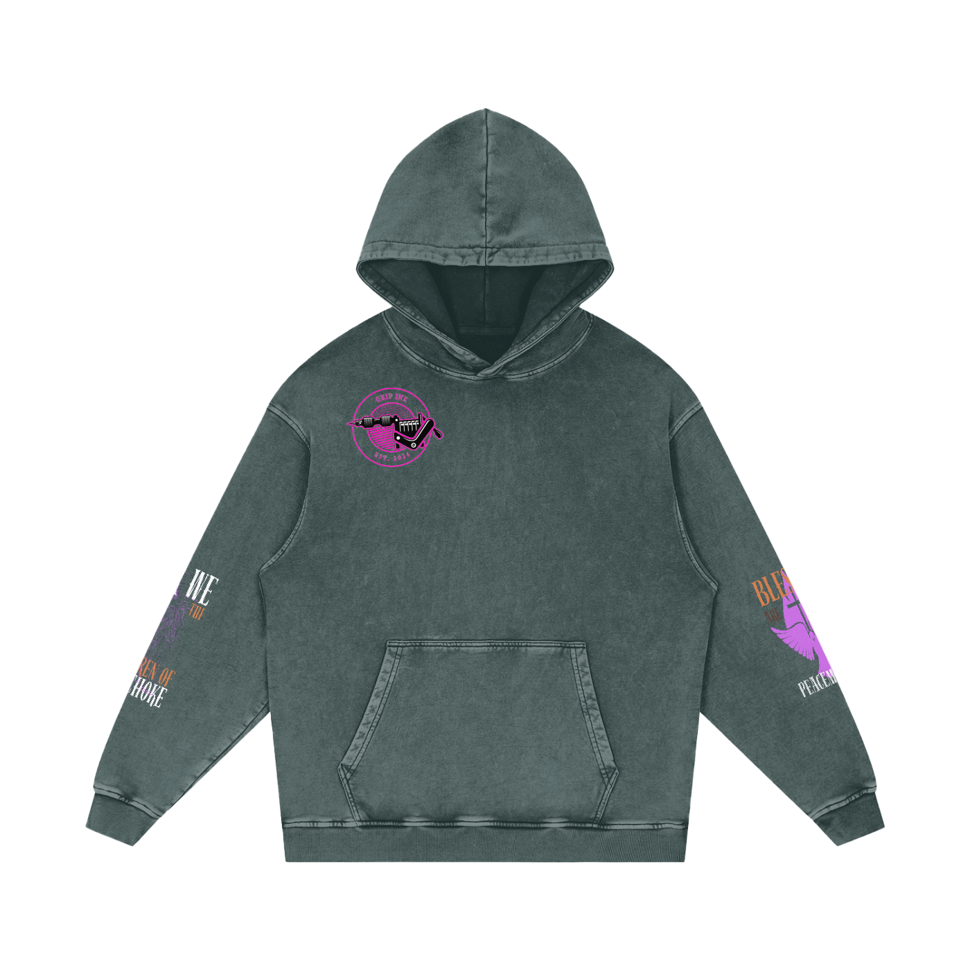 THE GRAPPLER'S RESSURECTION Snow Washed Loose Cotton Hoodie
