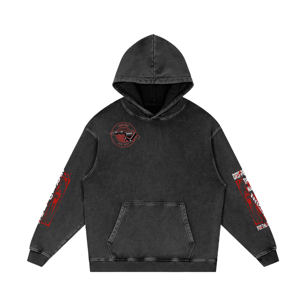 SCREAM QUEEN Snow Washed Loose Cotton Hoodie