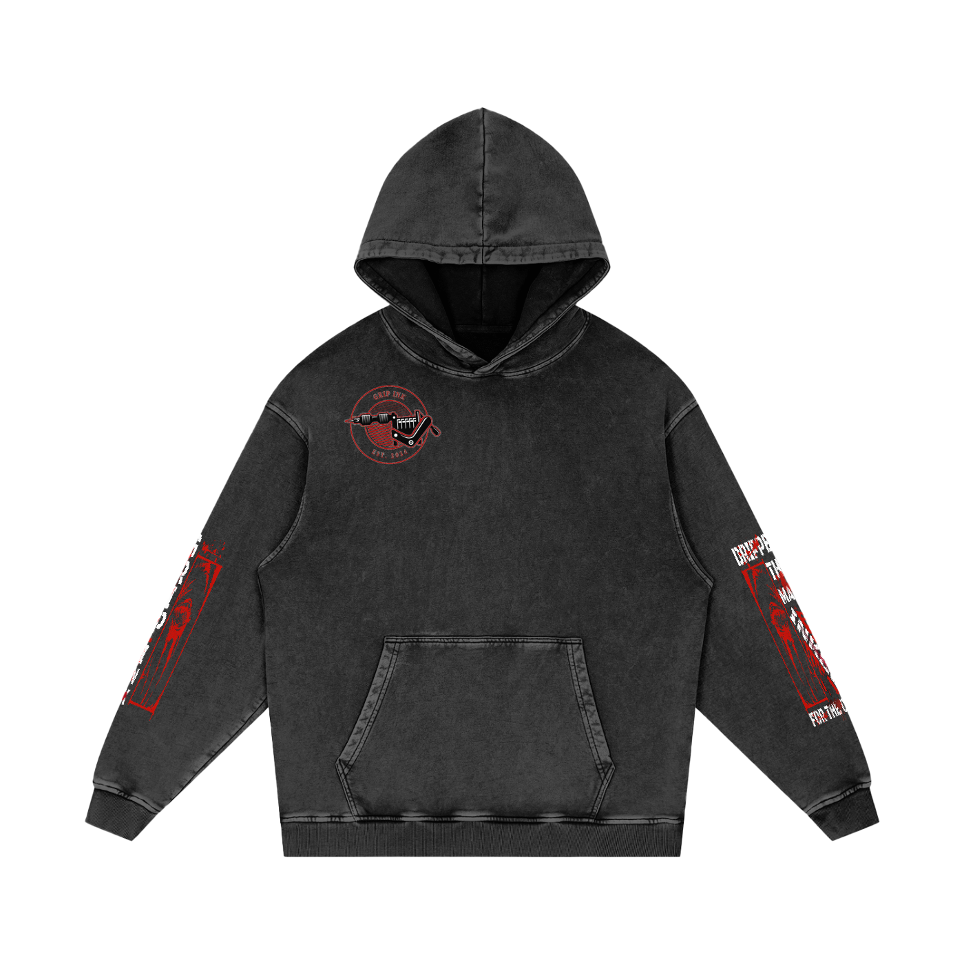 SCREAM QUEEN Snow Washed Loose Cotton Hoodie
