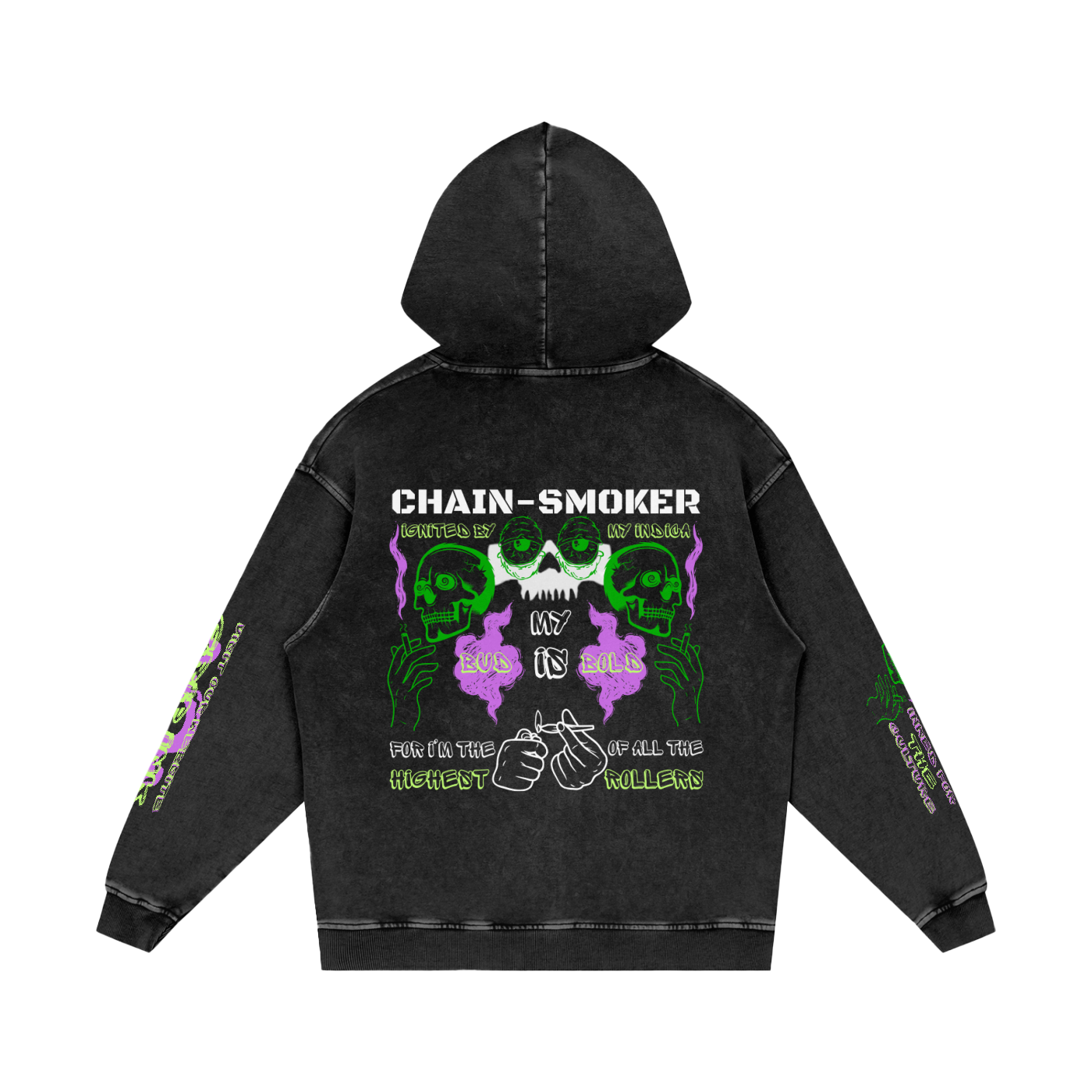 CHAIN-SMOKER Snow Washed Loose Cotton Hoodie