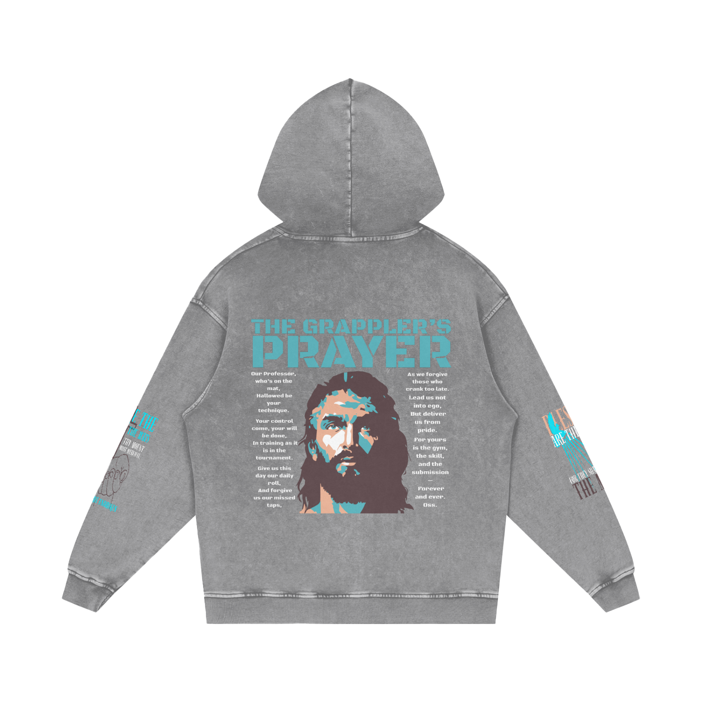 THE GRAPPLER'S PRAYER Snow Washed Loose Cotton Hoodie