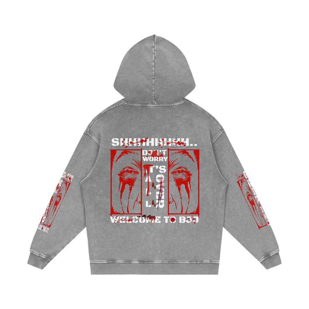 SCREAM QUEEN Snow Washed Loose Cotton Hoodie