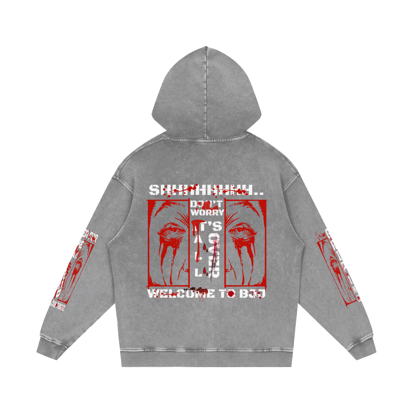 SCREAM QUEEN Snow Washed Loose Cotton Hoodie