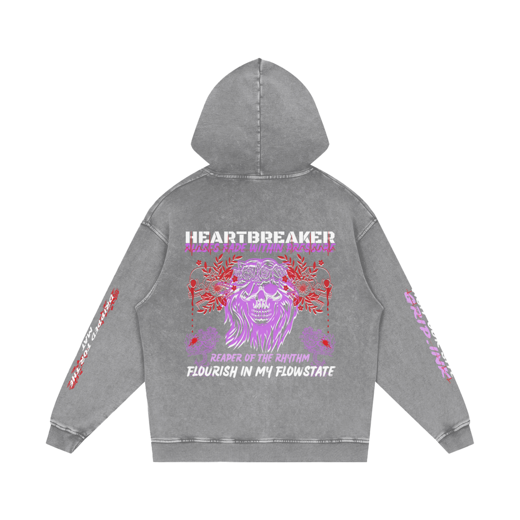HEARTBREAKER Snow Washed Loose Cotton Hoodie