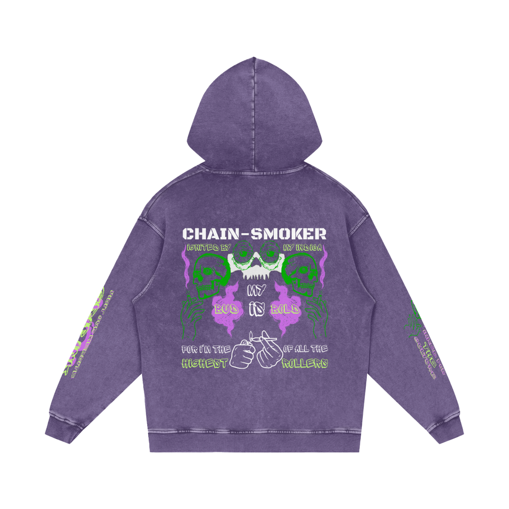 CHAIN-SMOKER Snow Washed Loose Cotton Hoodie