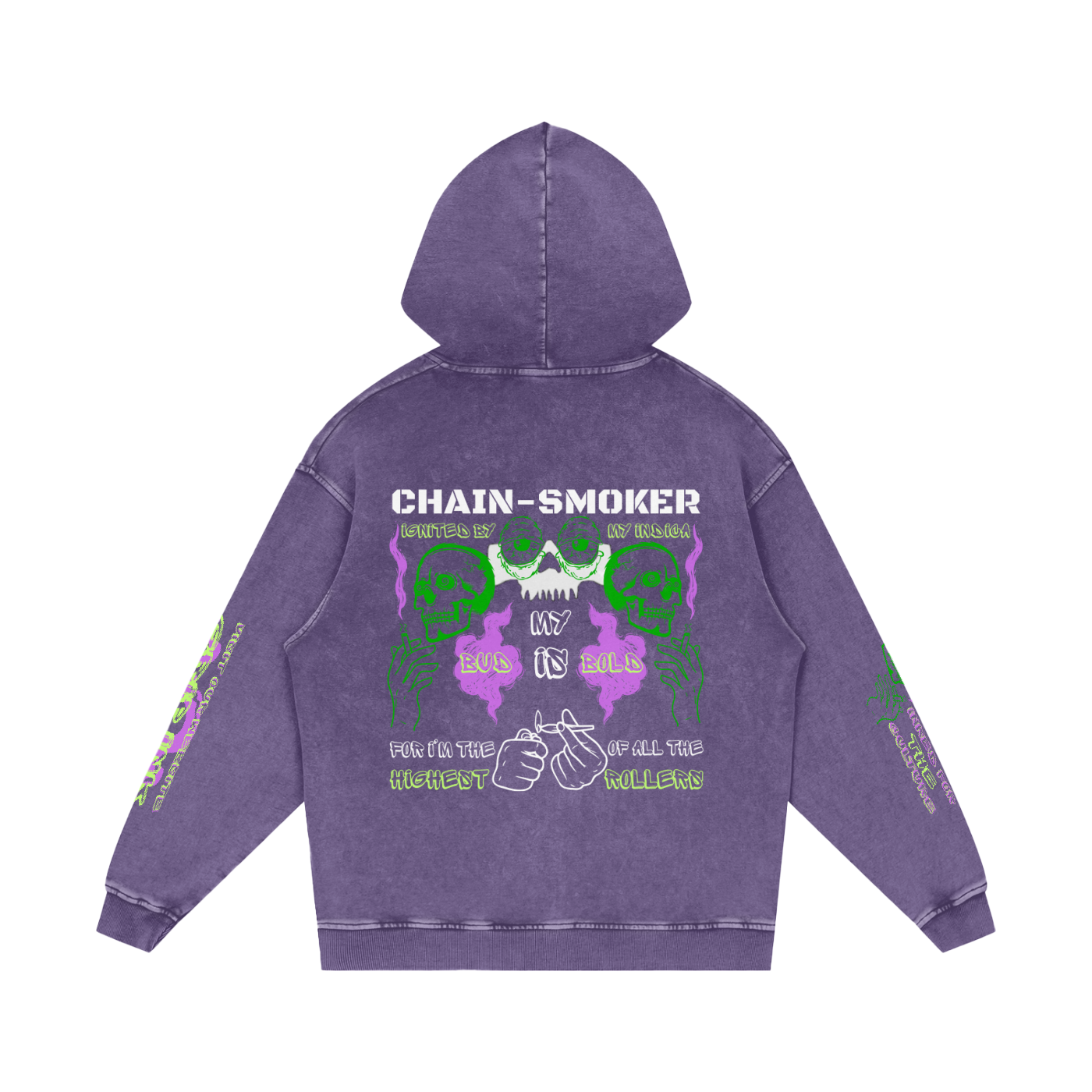 CHAIN-SMOKER Snow Washed Loose Cotton Hoodie